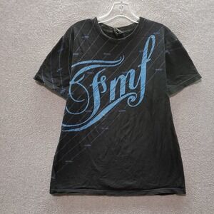 VINTAGE FMF Men T-Shirt Large Black Logo Graphic Short Sleeve Motocros Tee